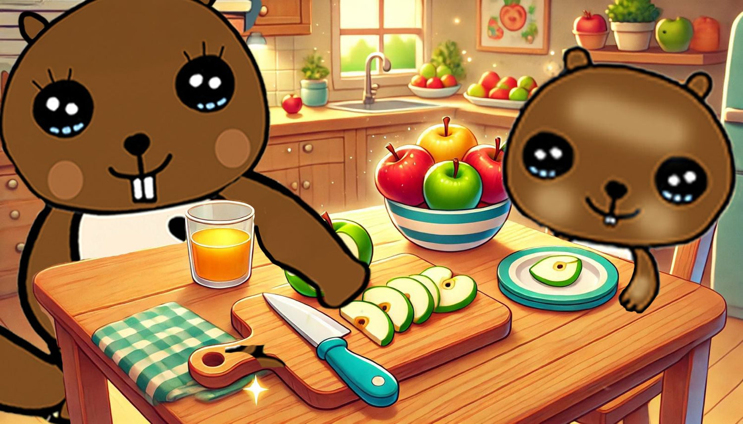 Bebi BergBiber lernt, seinen Apfel selbst zu schneiden