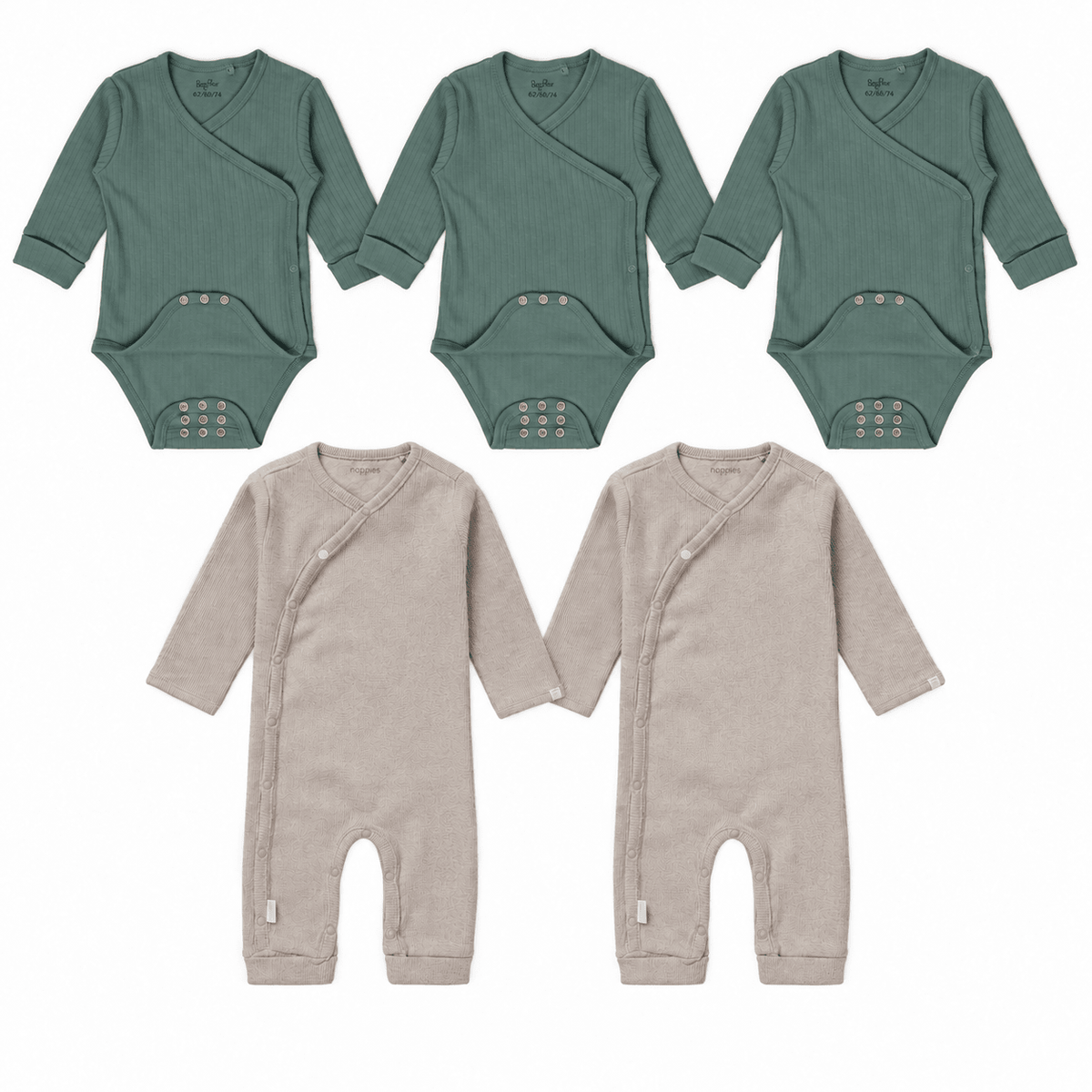 2 Strampler und 3 Bodys (Bestseller Set)