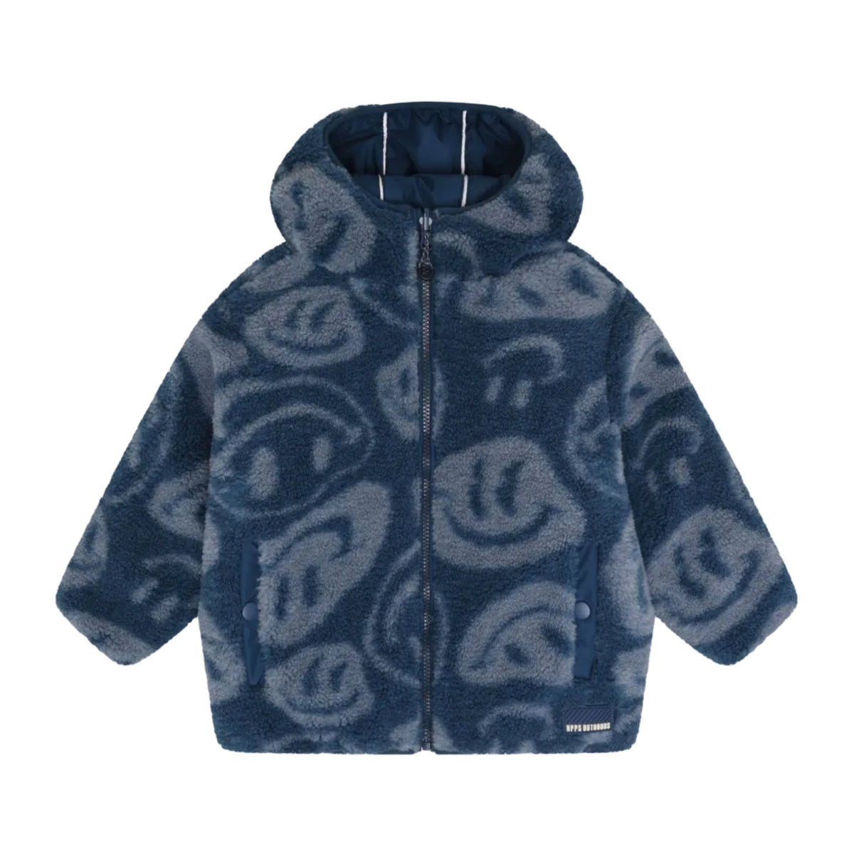 Noppies Wendejacke mit Teddyfleece & Smiley-Print – Insignia Blue