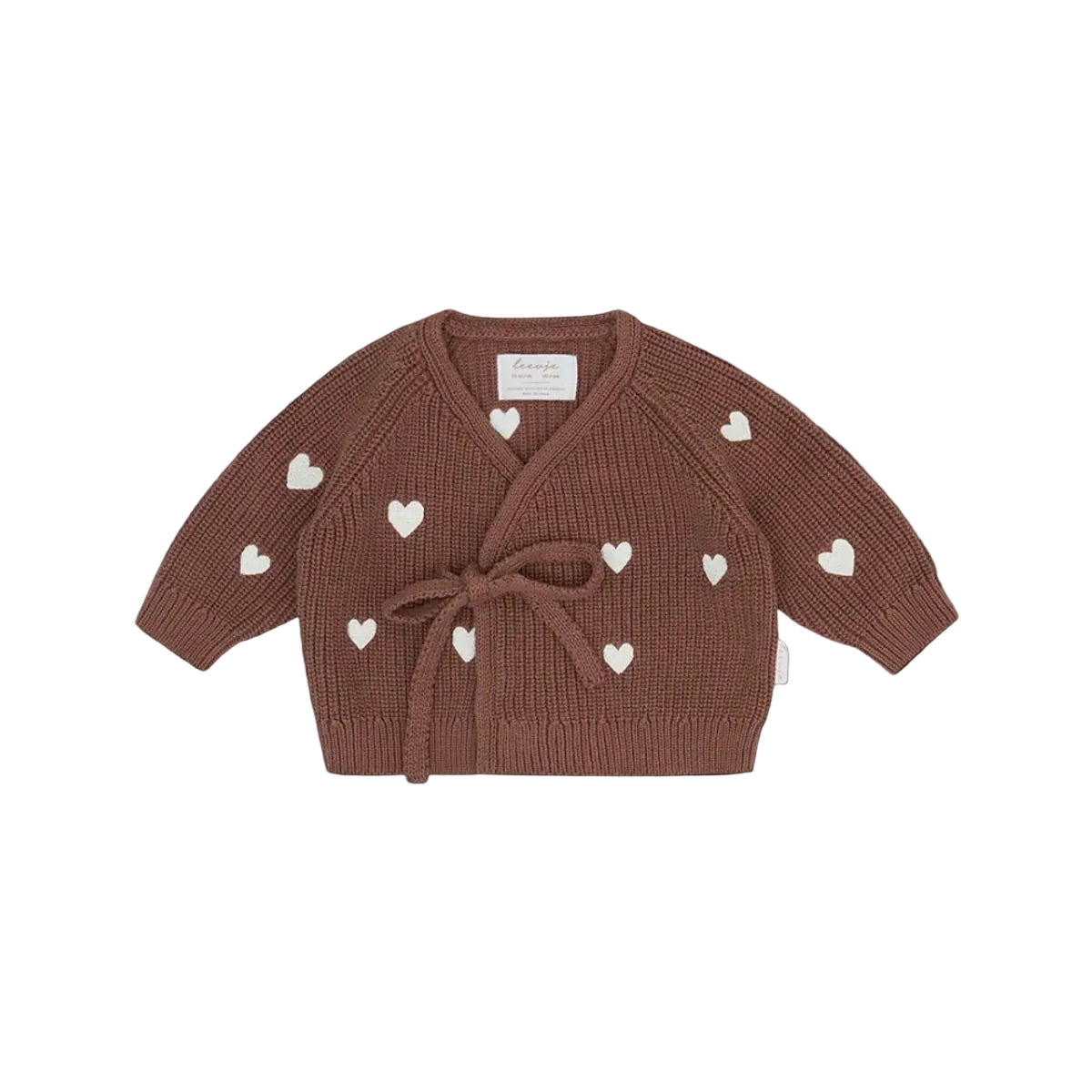 Baby-Strickjacke zum Wickeln „Hearts“ – Bild 1