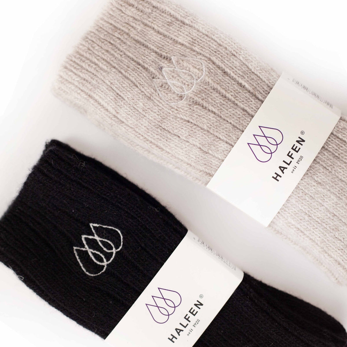 Halfen Wollsocken in Natur und Schwarz – Produktdetail