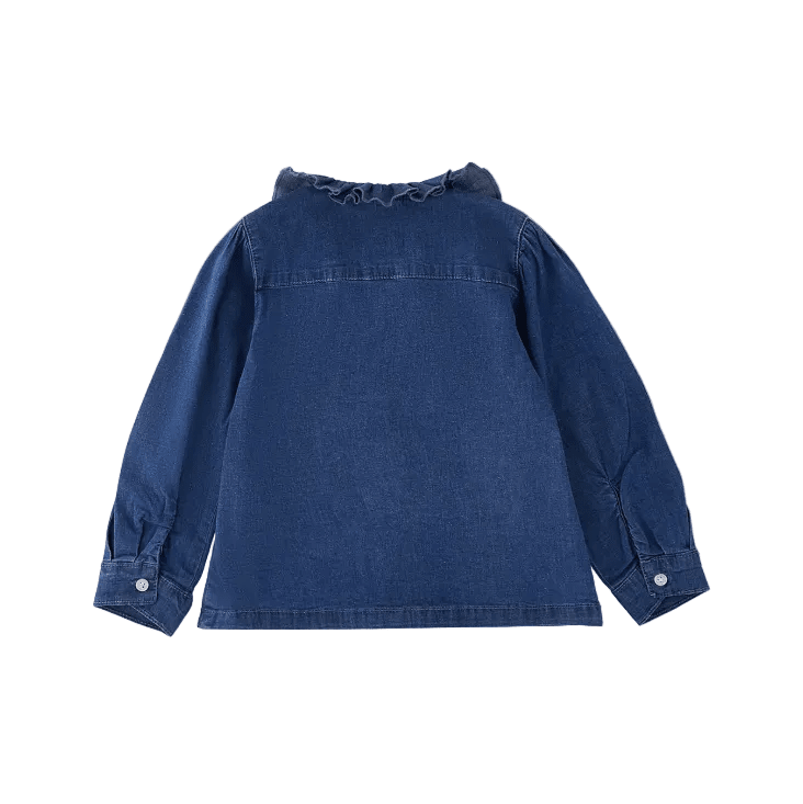 iDO Jeansbluse mit Rüschenkragen – Dunkelblau - BergBiber GmbH