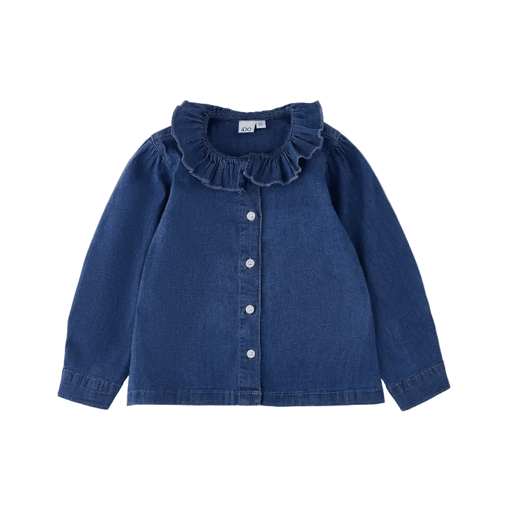 iDO Jeansbluse mit Rüschenkragen – Dunkelblau - BergBiber GmbH
