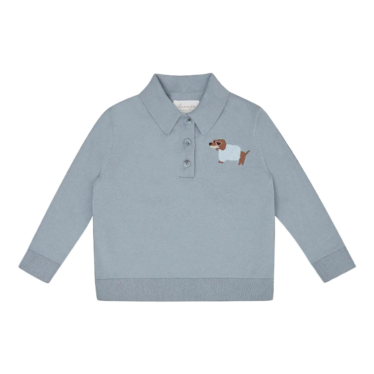 Langarm-Strick-Poloshirt „Dog“ – Bild 1