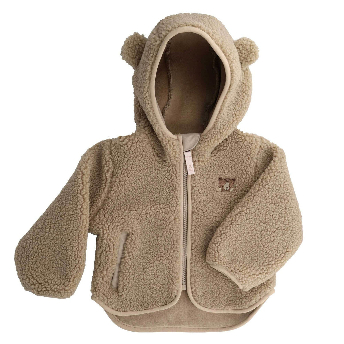maximo Baby-Sherpajacke mit Bärenohren – Flanell – Vorderansicht