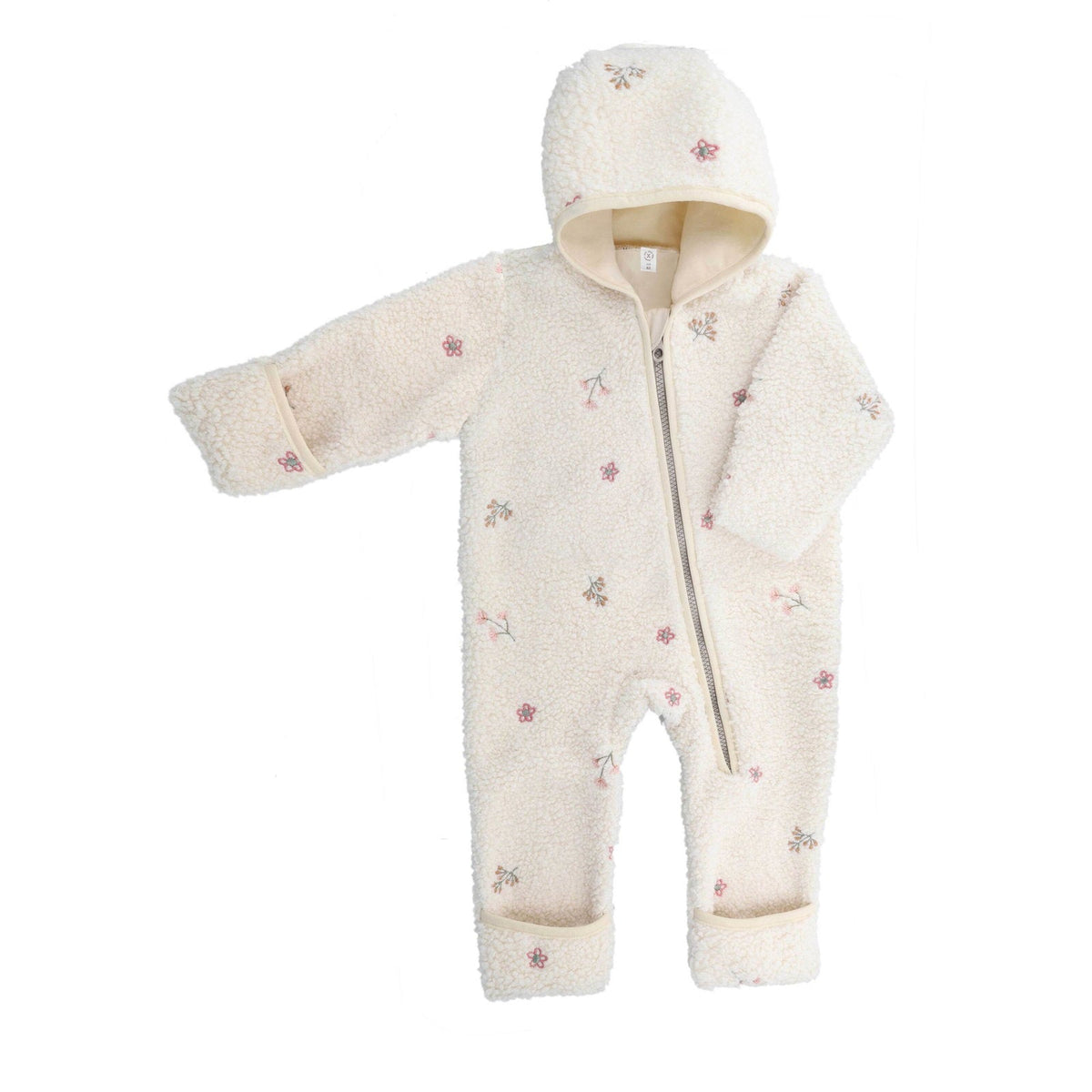 maximo Baby-Sherpaoverall mit Blümchen – Muschel – Vorderansicht