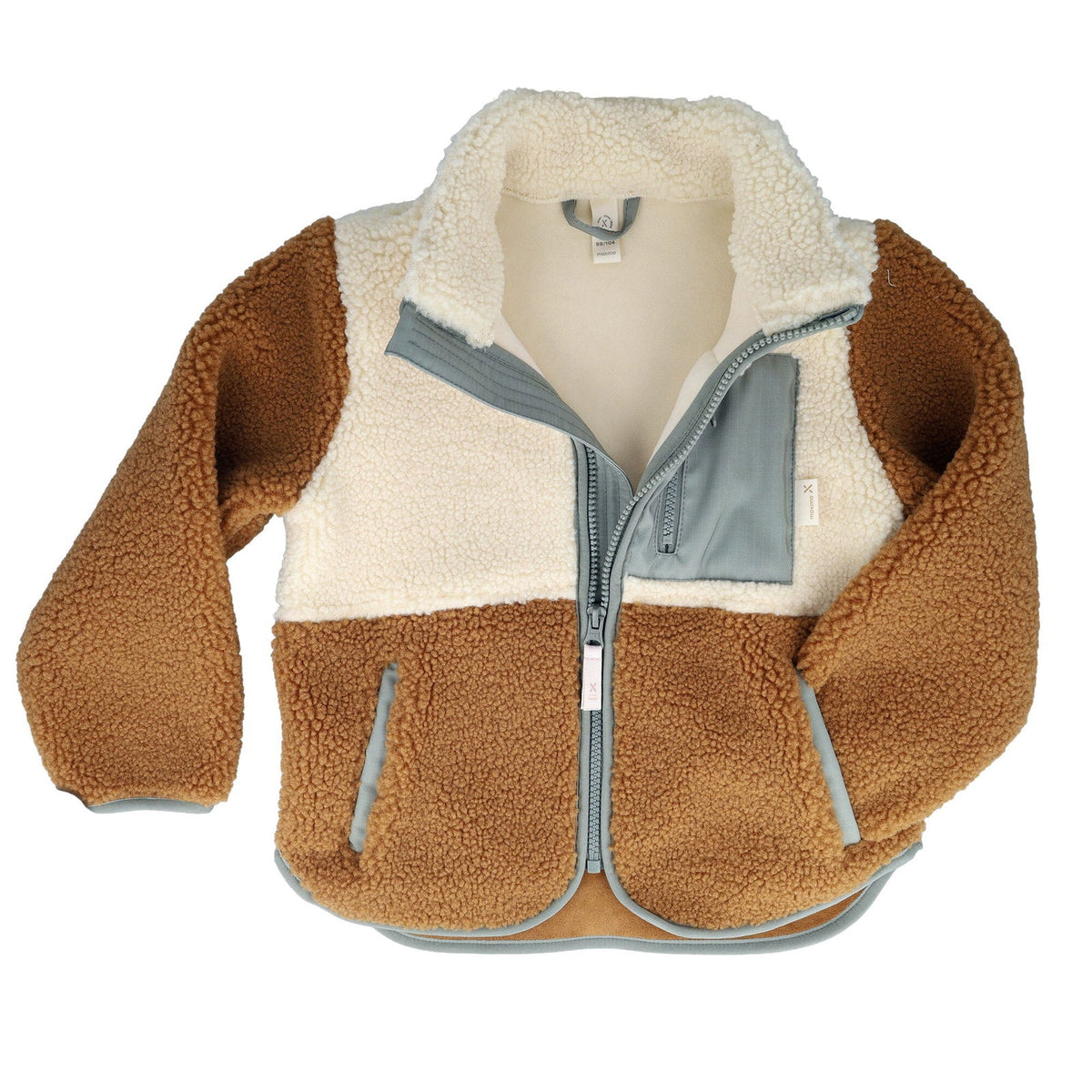 maximo Kinder-Sherpajacke Colorblock – Braun