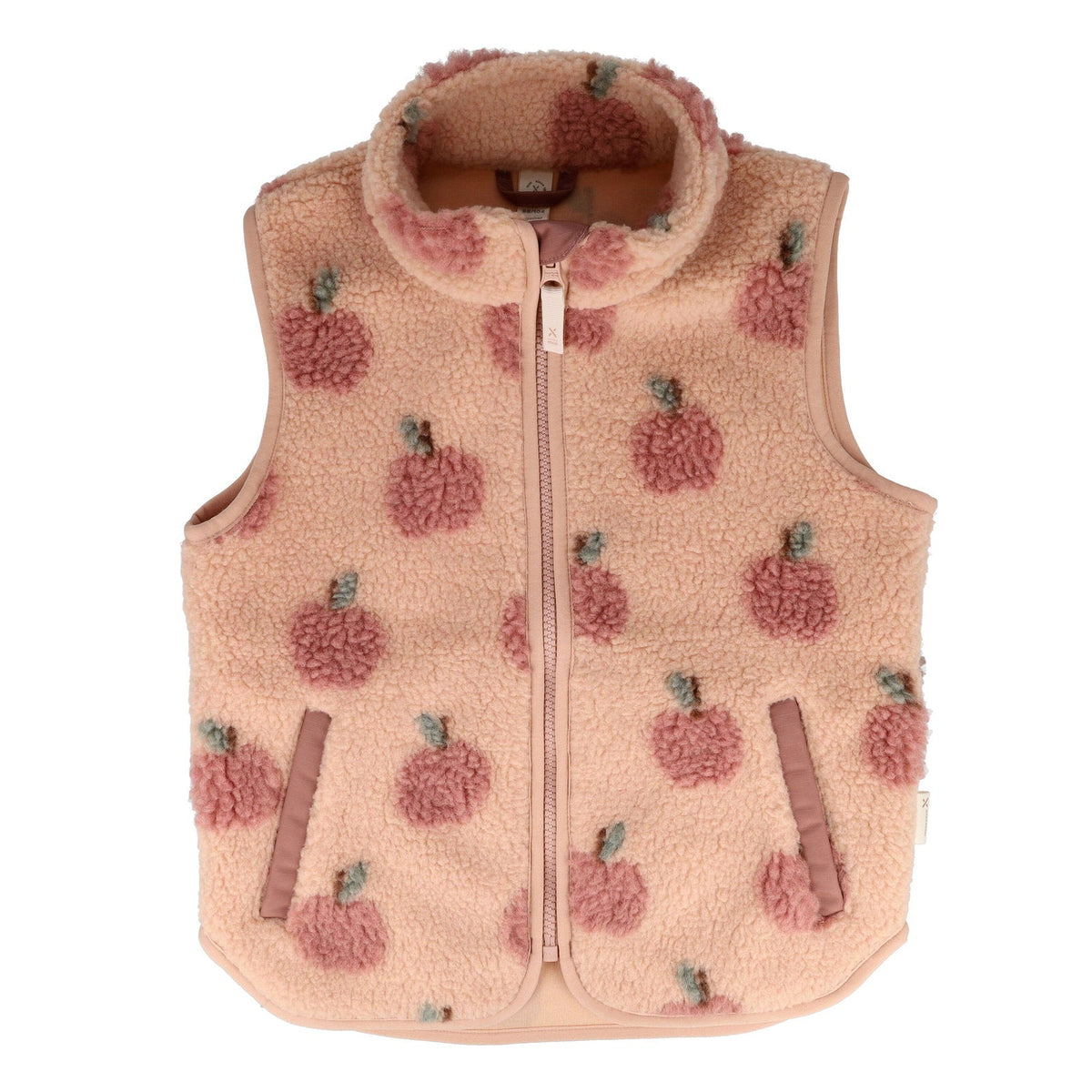maximo Kinder-Sherpaweste mit Apfelmotiv – Softrose – Vorderansicht