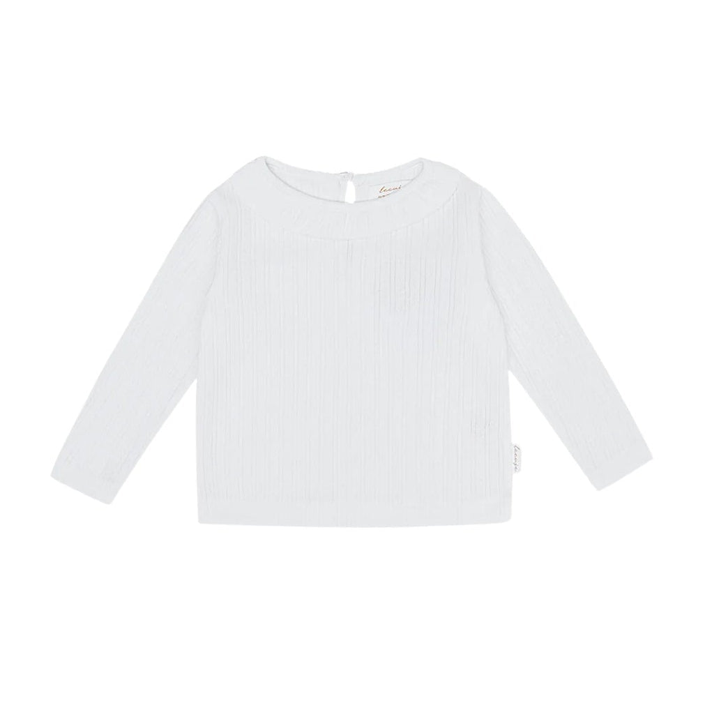 Pointelle-Longsleeve mit Rüschendetail – Produktansicht