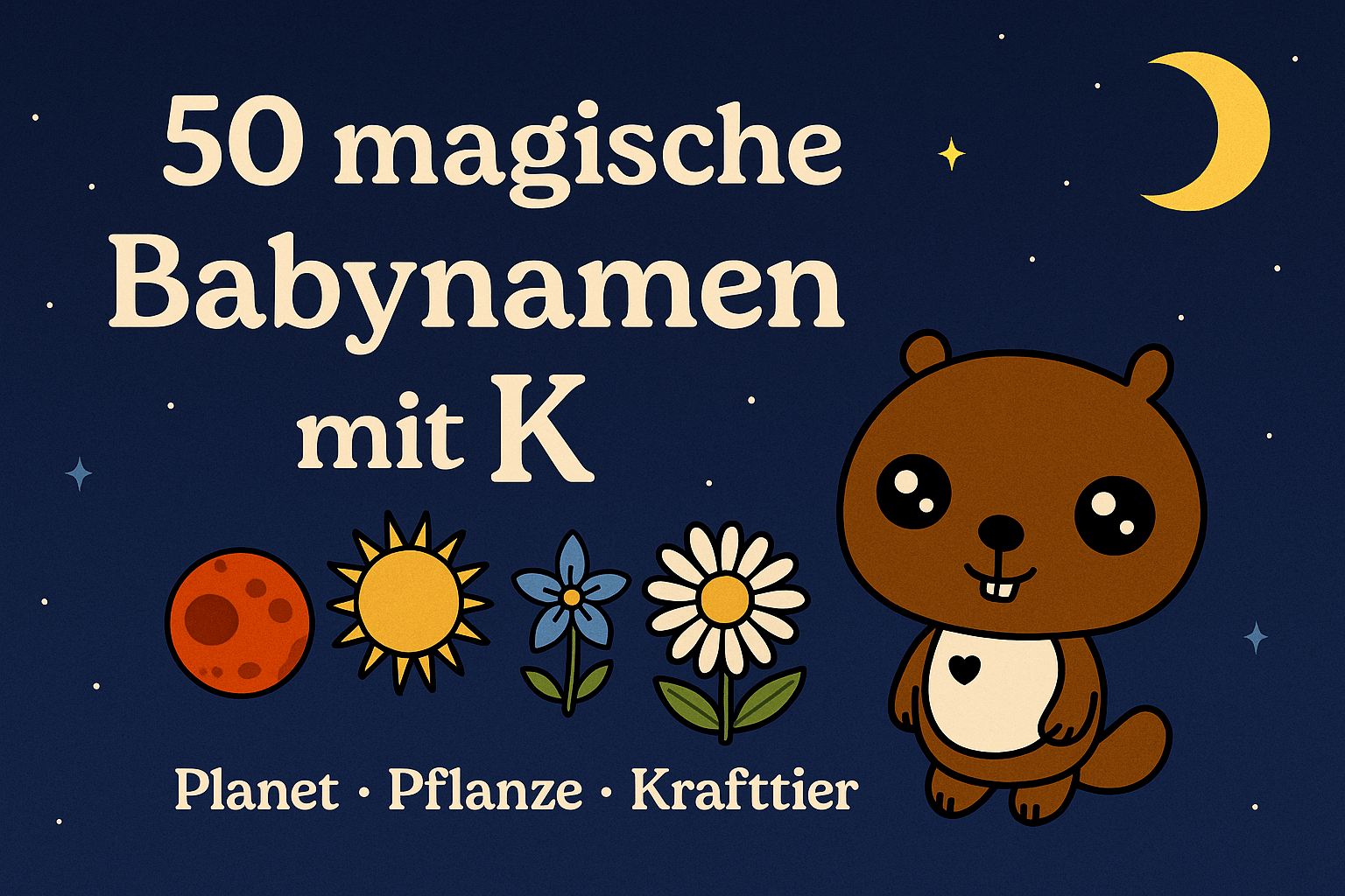 ✨ 50 magische Babynamen mit K – Bedeutung, Planet, Pflanze & Krafttier - BergBiber GmbH
