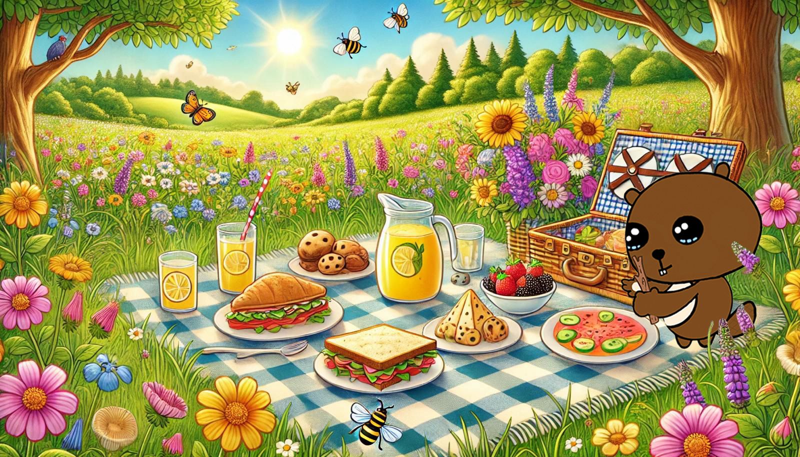 Bebi BergBiber macht ein Picknick auf der Wiese - BergBiber GmbH