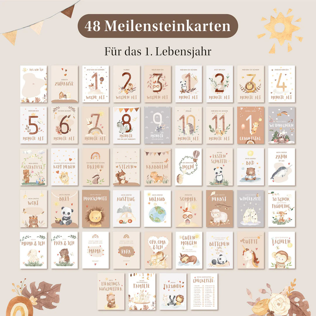 Eulentaler - Meilensteinkarten Baby Boho