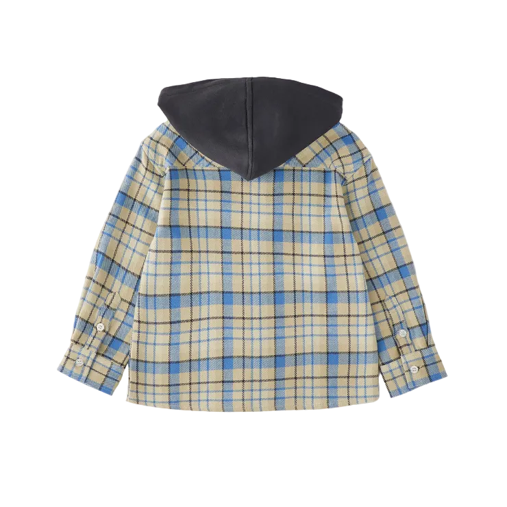 iDO Karohemd mit Kapuze – Beige/Blau