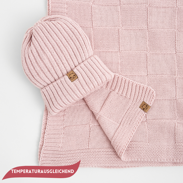 Merino Baby-Set – Decke & Mütze aus 100 % mulesingfreier Merinowolle