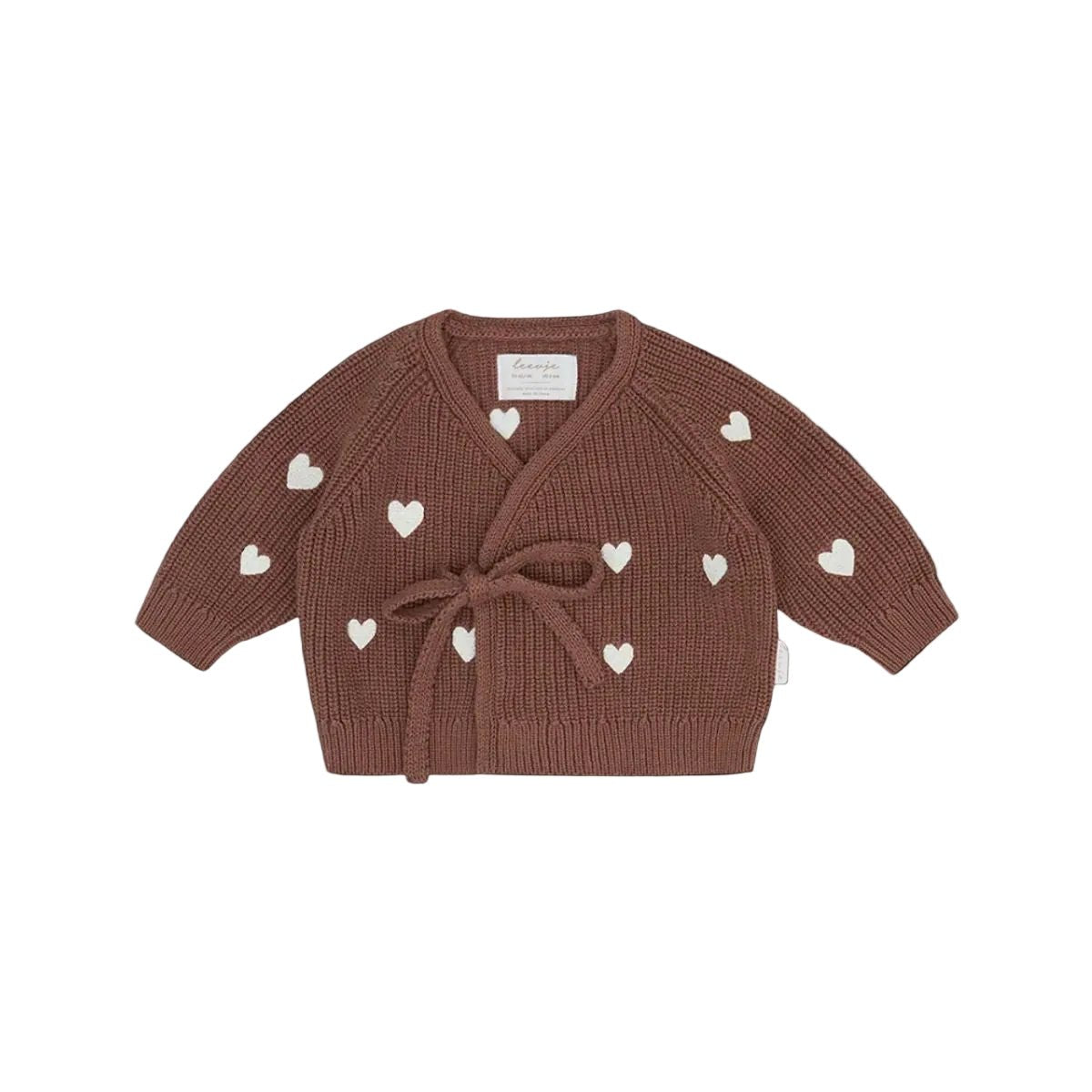 Baby-Strickjacke zum Wickeln „Hearts“ – Bild 1