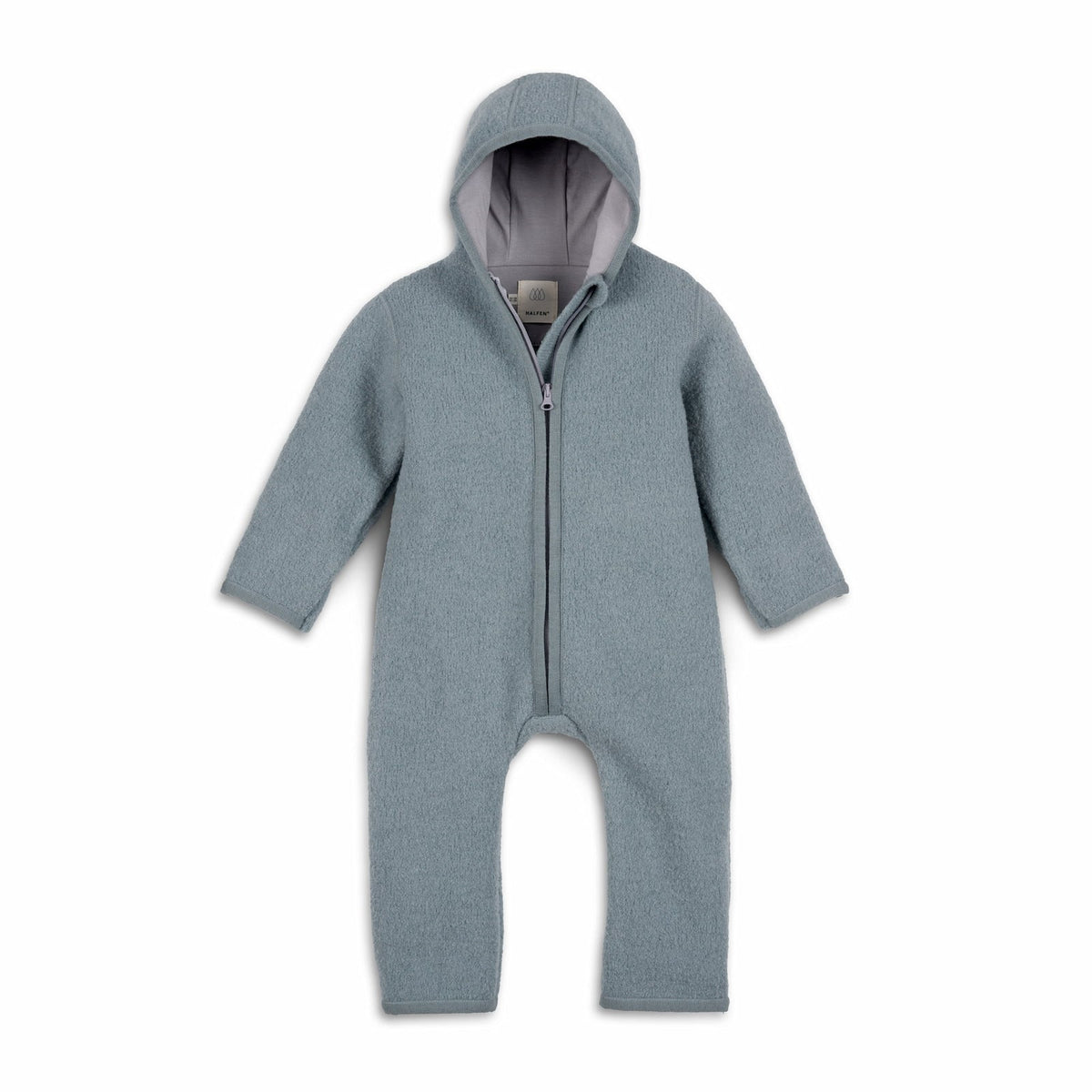 Halfen Walk-Overall aus Wollwalk in Rauchblau – Vorderansicht