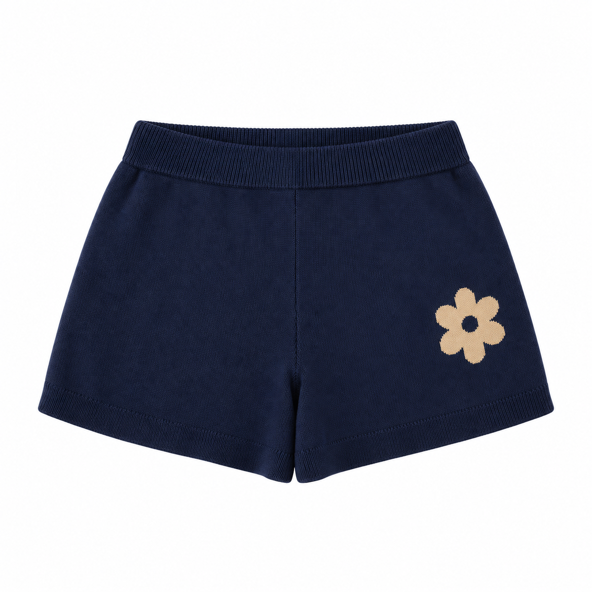 iDO Strickshorts Navy mit beigem Blumenmotiv – Einzelteil