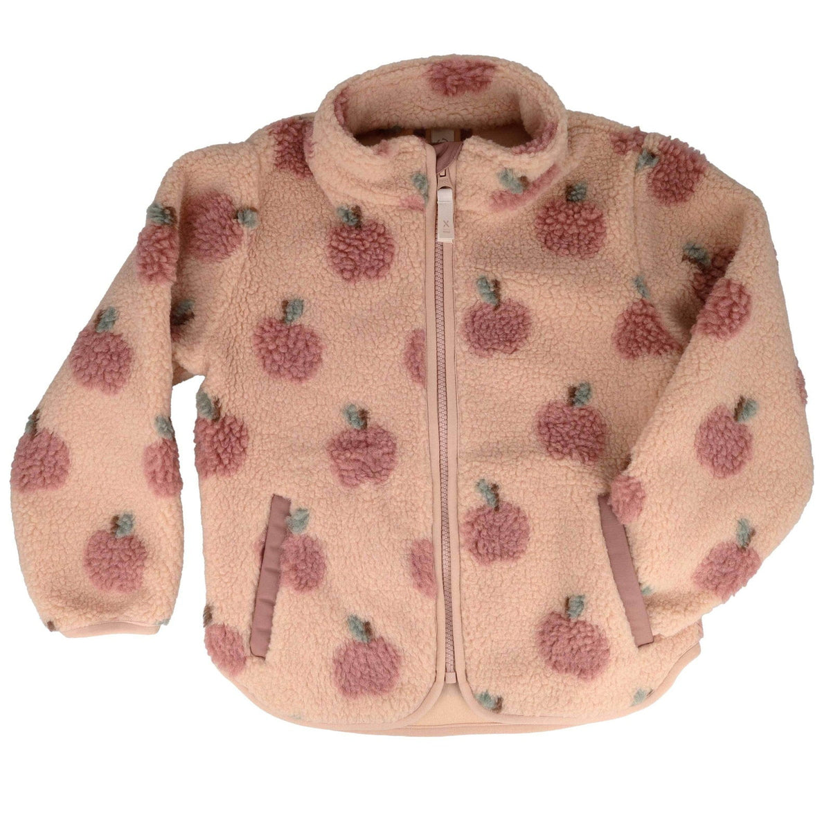 maximo Kinder-Sherpajacke mit Apfelmotiv – Softrose – Vorderansicht