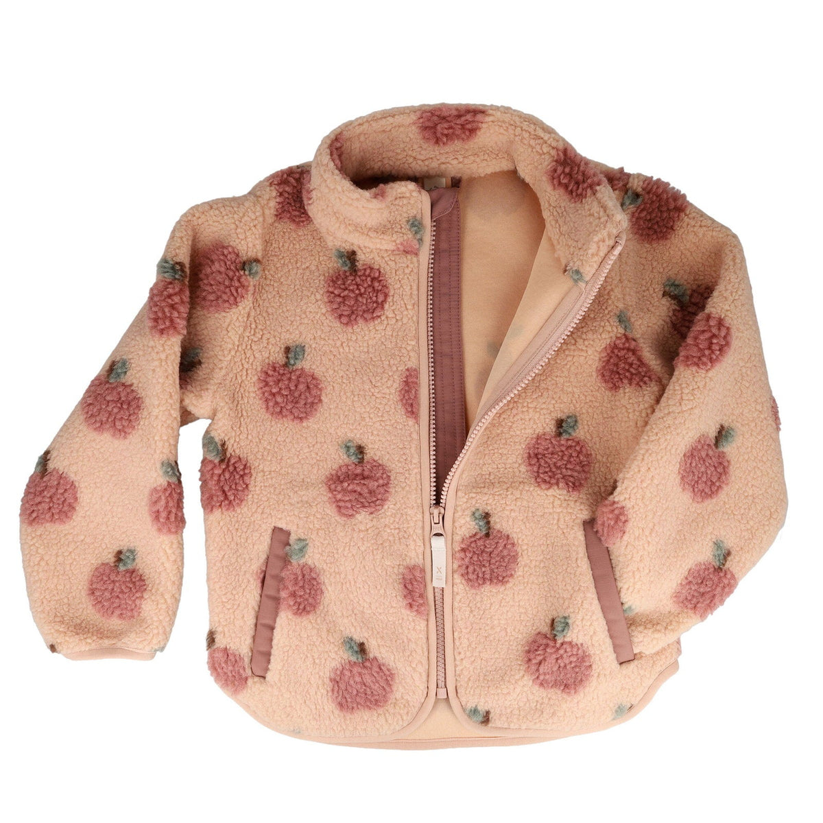 maximo Kinder-Sherpajacke mit Apfelmotiv – Softrose