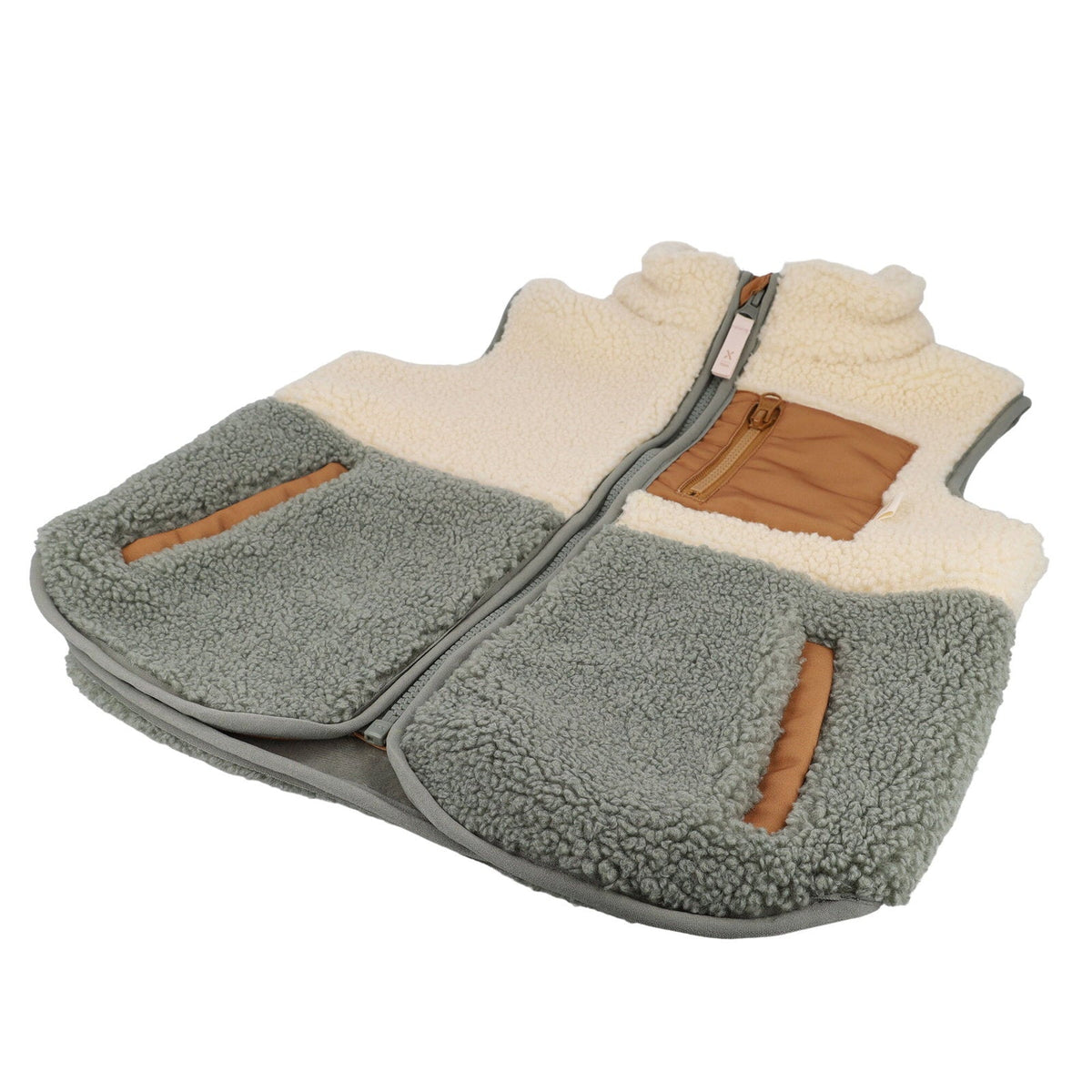 maximo Kinder-Sherpaweste Colorblock – Khaki Grey