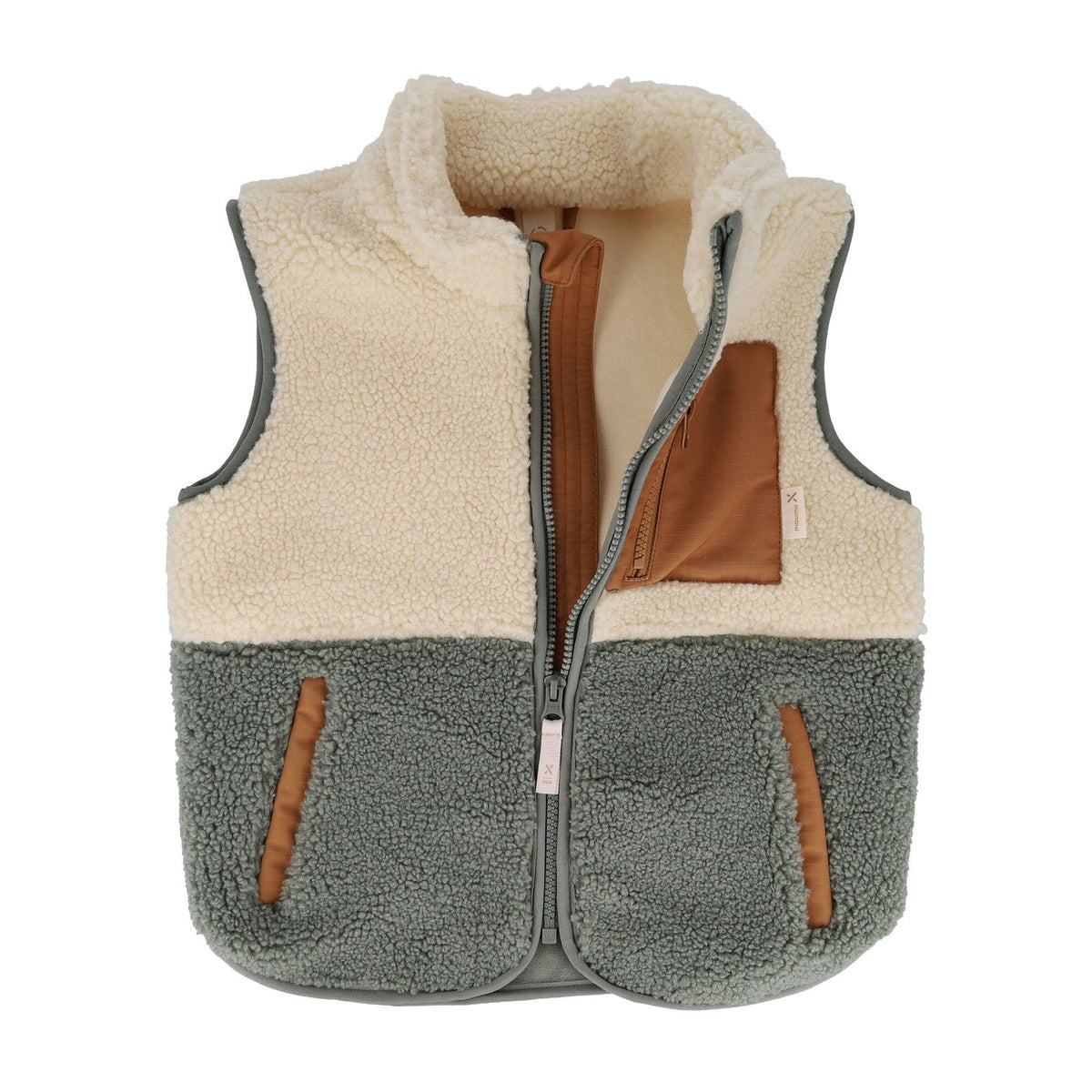 maximo Kinder-Sherpaweste Colorblock – Khaki Grey