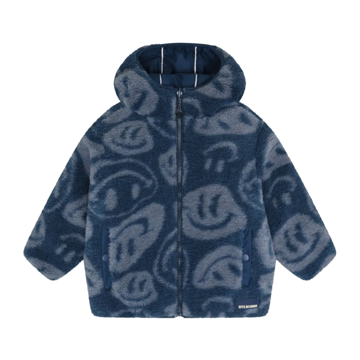 Noppies Wendejacke mit Teddyfleece &amp; Smiley-Print – Insignia Blue