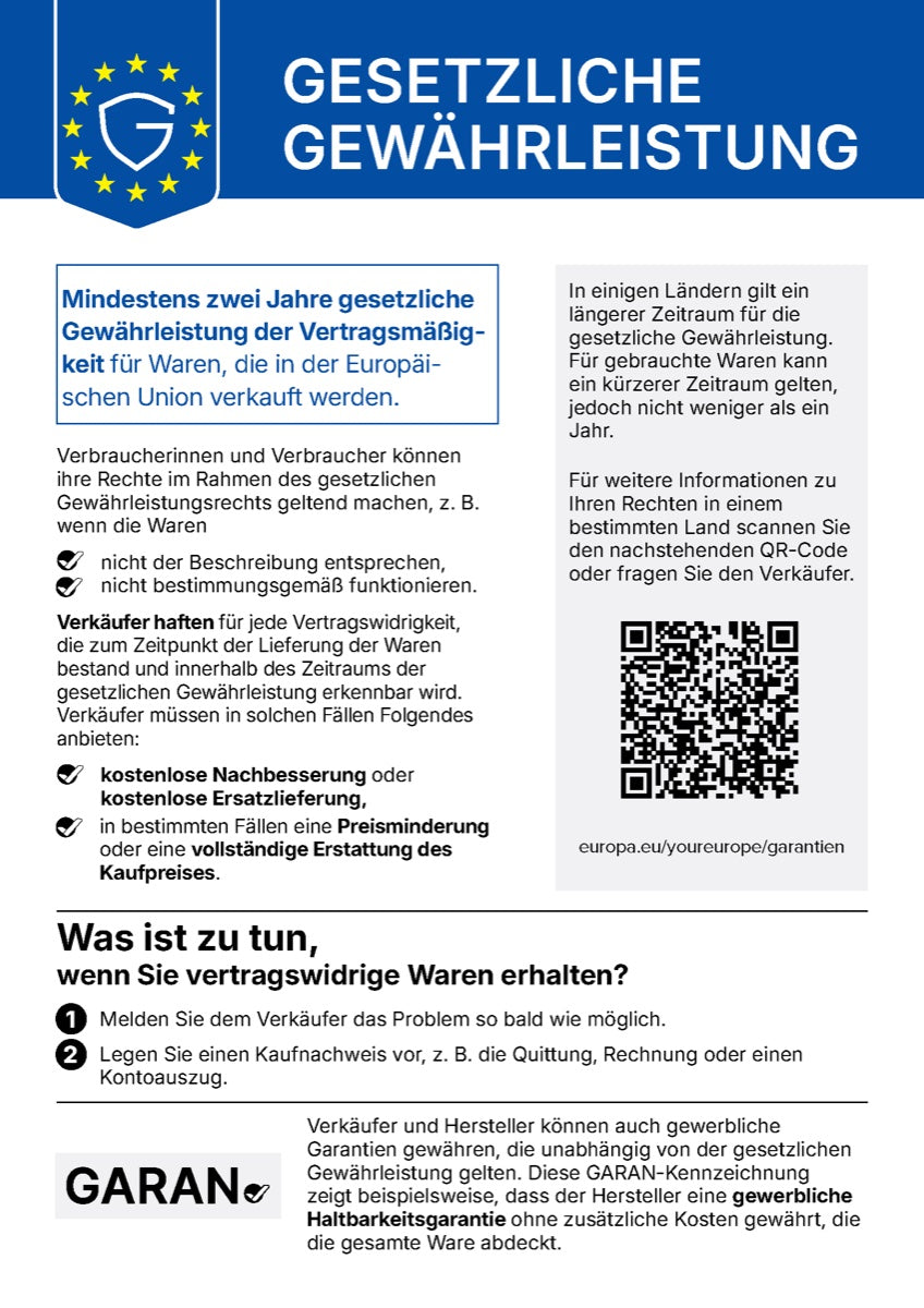 Gesetzliche Gewährleistung – EU-Hinweis